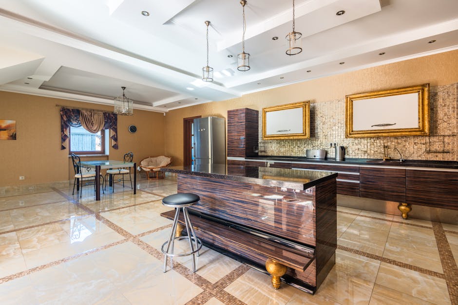 Modern luxury custom kitchen interior with custom cabinetry and island